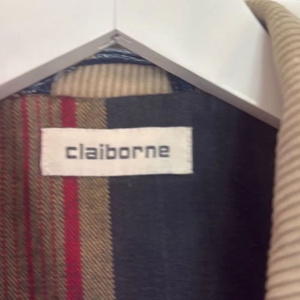 Claiborne Vintage denimโvest flannel lined with corduroy collar small - Picture 4 of 11